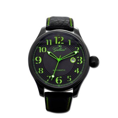 Gallucci Unisex Automatic Black/Green Dial IP Black Coating Case #WT23115AU/SS-LK-KGR