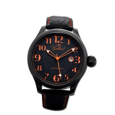 Gallucci Unisex Automatic Black/Orange Dial IP Black Coating Case #WT23115AU/SS-LK-KOR