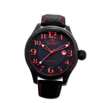 Gallucci Unisex Automatic Black/Red Dial IP Black Coating Case #WT23115AU/SS-LK-KR