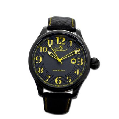 Gallucci Unisex Automatic Black/Yellow Dial IP Black Coating Case #WT23115AU/SS-LK-KYL