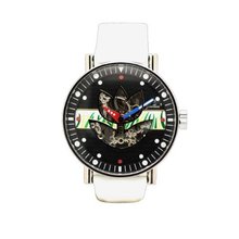 Gallucci Unisex Fashion Skeleton Automatic Flower Pattern White/Black Color #WT22161SK/SSL-WH