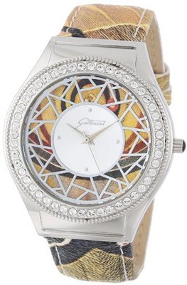 Gattinoni 202848SA13-13A Mosaic Stainless Steel, Planetarium Textured Leather, and Swarovski Crystal