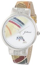 Gattinoni 202880SA13-12A Gaia Stainless Steel Planetarium Textured Leather Strap Swarovski Crystal Lugs