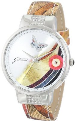 Gattinoni 202880SA13-12B Gaia Stainless Steel Planetarium Textured Leather Strap Swarovski Crystal Lugs