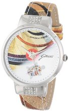 Gattinoni 202880SA13-12D Gaia Stainless Steel Planetarium Textured Leather Strap Swarovski Crystal Lugs