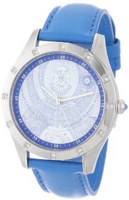 Gattinoni B0562-001 Aquarius Stainless Steel Blue Leather Swarovski Crystal
