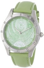 Gattinoni B0562-002 Aquarius Stainless Steel Green Leather Swarovski Crystal