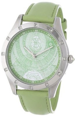 Gattinoni B0562-002 Aquarius Stainless Steel Green Leather Swarovski Crystal