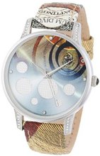 Gattinoni B0568-004 Delta Stainless Steel Planetarium Textured Leather Strap Swarovski Crystal