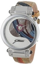 Gattinoni B0569-001 Tucana Stainless Steel Planetarium Textured Leather Strap Swarovski Crystal