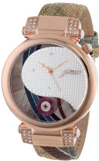 Gattinoni B0569-004 Tucana Rose Gold Ion-Plated Coated Stainless Steel Planetarium Textured Leather Strap Swarovski Crystal