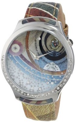 Gattinoni B0570-001 Venere Stainless Steel Planetarium Textured Leather Strap Swarovski Crystal