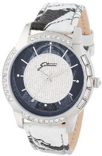 Gattinoni B0571-001 Beta Stainless Steel White Planetarium Textured Leather Strap Swarovski Crystal