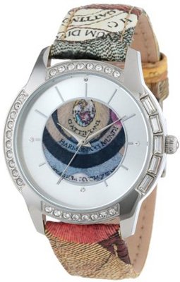 Gattinoni B0571-003 Beta Stainless Steel Planetarium Textured Leather Strap Swarovski Crystal