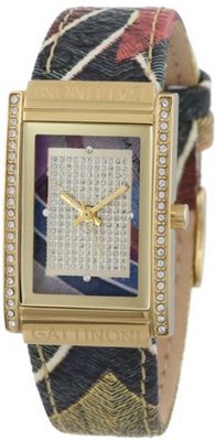 Gattinoni B0572-001 Vela Yellow Gold Ion-Plated Coated Stainless Steel Planetarium Textured Leather Strap Swarovski Crystal