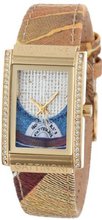 Gattinoni B0572-003 Vela Yellow Gold Ion-Plated Coated Stainless Steel Planetarium Textured Leather Strap Swarovski Crystal