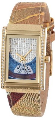 Gattinoni B0572-003 Vela Yellow Gold Ion-Plated Coated Stainless Steel Planetarium Textured Leather Strap Swarovski Crystal