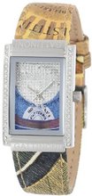 Gattinoni B0572-004 Vela Stainless Steel Planetarium Textured Leather Strap Swarovski Crystal