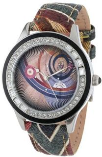 Gattinoni B0579-001 Sigma Stainless Steel Planetarium Textured Leather Strap Swarovski Crystal