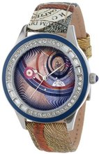 Gattinoni B0579-002 Sigma Stainless Steel Planetarium Textured Leather Strap Swarovski Crystal