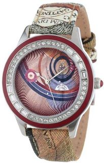 Gattinoni B0579-004 Sigma Stainless Steel Planetarium Textured Leather Strap Swarovski Crystal