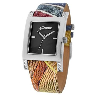 Gattinoni W0194LSTBLK Mira Stainless Steel Black Swarovski Planetarium Leather