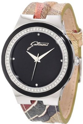 Gattinoni W0223GSTBLK Aries Black Dial Black Bezel Ring with Zircons Planetarium Leather