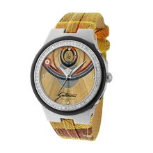 Gattinoni W0223GSTGAT Aries Planetarium Dial Black Bezel Ring with Zircons Leather