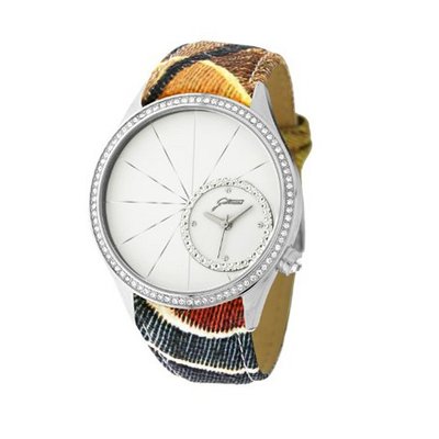 Gattinoni W0225JSTWHT Cassiopea White Dial Zircon Crystal Bezel Ring Planetarium Leather