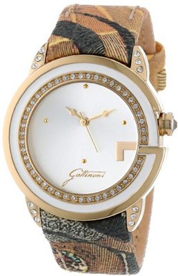 Gattinoni W0261GGTSLV ELETTRA Gold Ion-Plated Stainless Steel Planetarium Designed Band Zircon Stones