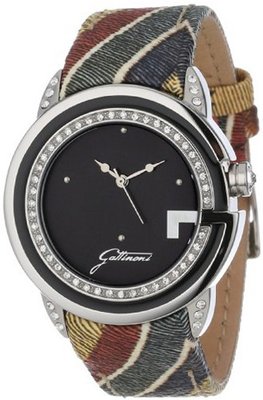 Gattinoni W0261GSTBLK ELETTRA Round Stainless Steel Planetarium Designed Band Zircon Stones