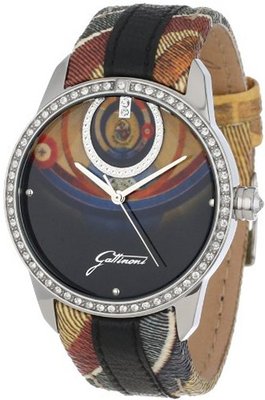 Gattinoni W0262GSTBLK VEGA Round Stainless Steel Planetarium Designed Band Zircon Stones