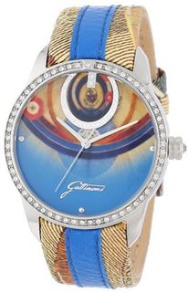 Gattinoni W0262GSTDBL Vega Stainless Steel Planetarium Textured Leather Strap Swarovski Crystal