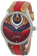 Gattinoni W0262GSTRED Vega Stainless Steel Planetarium Textured Leather Strap Swarovski Crystal
