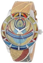 Gattinoni W0310GSTGAT Sagitta Stainless Steel Planetarium Textured Leather Strap Swarovski Crystal
