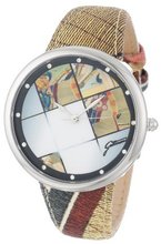 Gattinoni W0316GSTZPS Alpha Stainless Steel Planetarium Textured Leather Strap Swarovski Crystal