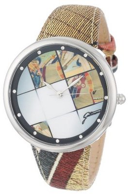 Gattinoni W0316GSTZPS Alpha Stainless Steel Planetarium Textured Leather Strap Swarovski Crystal
