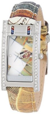 Gattinoni W0317BSTZPS1 Gamma Stainless Steel Planetarium Textured Leather Strap Swarovski Crystal