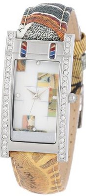 Gattinoni W0317BSTZPS2 Gamma Stainless Steel Planetarium Textured Leather Strap Swarovski Crystal