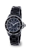 Black Ceramic with 18k White Gold Plated Stainless Steel (118022-f)