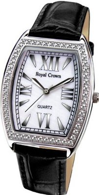 Gemorie Black Genuine Leather Fashion with Cubic Zirconia in Rhodium Plating (128950)