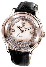 Gemorie Black Genuine Leather Fashion with Cubic Zirconia in Rose Gold Plating (128903-RG)