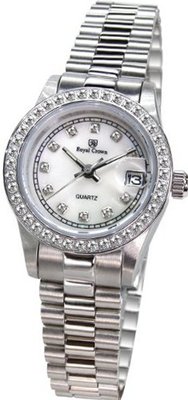 Gemorie Fashion Round Shape Canlendar with Steel Band in Rhodium Plating (129015)