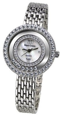 Gemorie  Fashion Round Shape Cubic Zirconia with Steel Band in Rhodium Plating (129003)