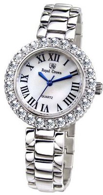 Gemorie  Fashion Round Shape Cubic Zirconia with Steel Band in Rhodium Plating (129011)