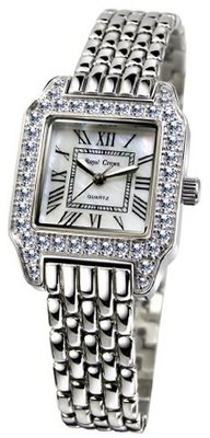 Gemorie  Fashion Square Shape Cubic Zirconia with Steel Band in Rhodium Plating (129009)