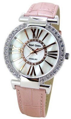 Gemorie Pink Genuine Leather Fashion with Cubic Zirconia in Rhodium Plating (128956-PINK)