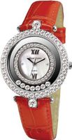 Gemorie Red Genuine Leather Fahion with Cubic Zirconia in Rhodium Plating (128946)