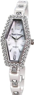 Gemorie White Ceramic Fashion with Cubic Zirconia in Rhodium Plating (129031)