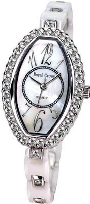 Gemorie White Ceramic Fashion with Cubic Zirconia in Rhodium Plating (129032)